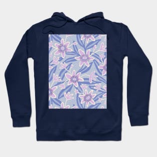 Abstract passiflora flowers in pale blue Hoodie